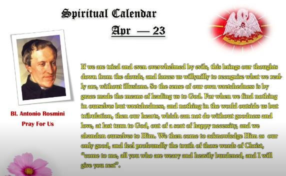 SPIRITUAL CALENDAR 23rd April
