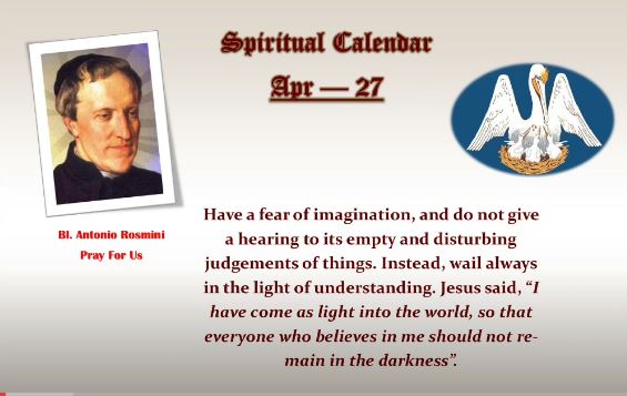 SPIRITUAL CALENDAR 27th April