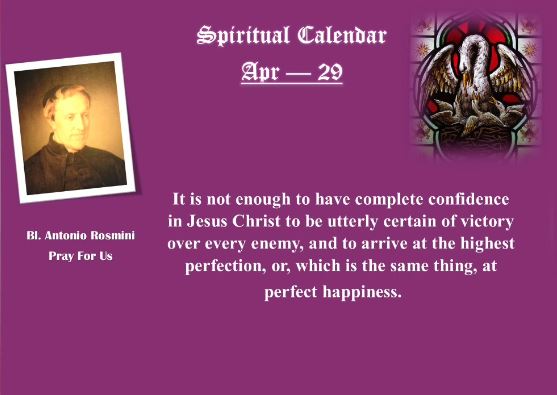 SPIRITUAL CALENDAR 29th April
