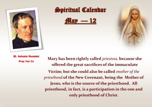 SPIRITUAL CALENDAR 12th May
