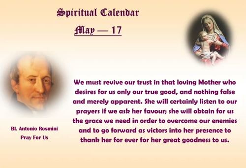 SPIRITUAL CALENDAR 17th May