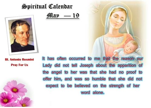 SPIRITUAL CALENDAR 19th May