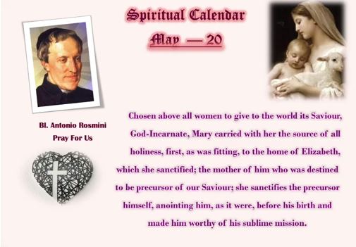 SPIRITUAL CALENDAR 20th May