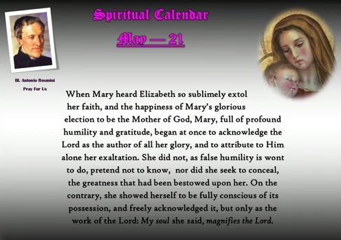 SPIRITUAL CALENDAR 21st May