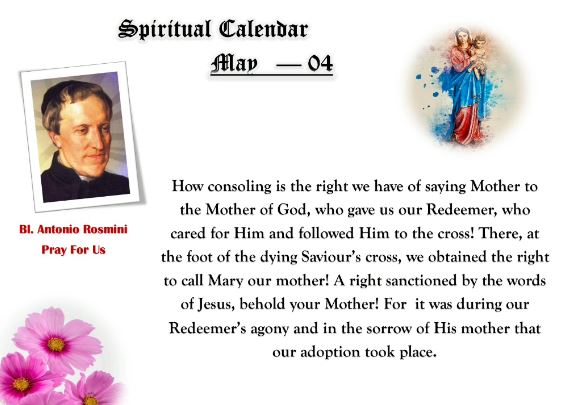 SPIRITUAL CALENDAR 4th May