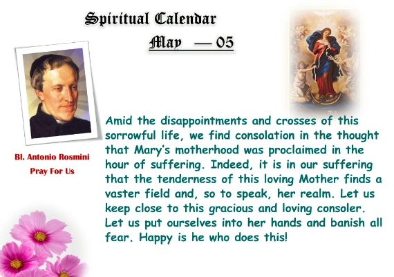SPIRITUAL CALENDAR 5th May