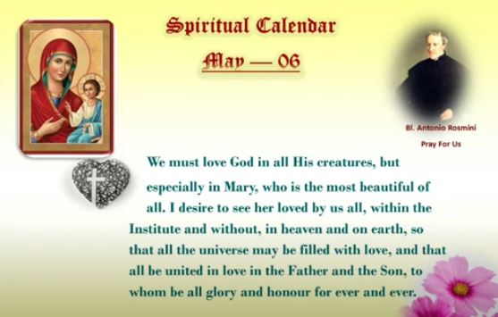 SPIRITUAL CALENDAR 6th May
