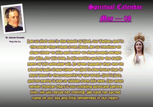 SPIRITUAL CALENDAR 8th May