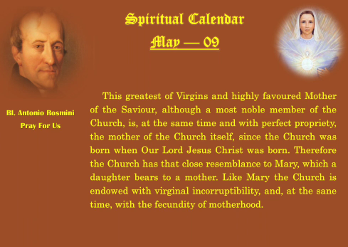 SPIRITUAL CALENDAR 9th May