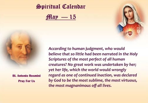 SPIRITUAL CALENDAR 15th May