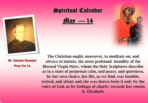 SPIRITUAL CALENDAR 14th May